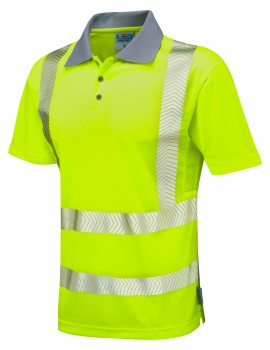 Leo Woolacombe Coolviz-PLUS Yellow Polo Shirt Hi-Viz P03-Y High Visibility